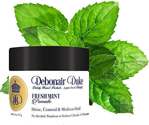Debonair Duke Fresh Mint Pomade-Best 100% Natural Beard/Hair Styling Product-Great for Beards, Curly Hair, Thick Hair, Thin Hair, &amp; All Hair Types-Medium Hold, Great Control, And Touch of High Shine