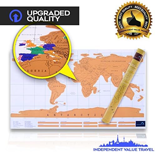 NEW Scratch Off World Map, Scratch Off The Places You Have Visited. With interesting facts and interactive features,Tube packaging, Travelers 34 X 20 inches Scratch Off Map and Travel Poster