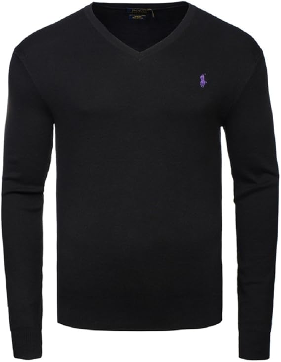 Polo Ralph Lauren Pullover, Vneck, Schwarz, Pony Lila (L) Amazon.de