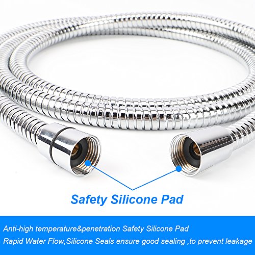 BOSNELL Steel Bath Handheld Shower Hose Replacement Flexible 6.5ft (2 Conical connector) - Thumbnail 3