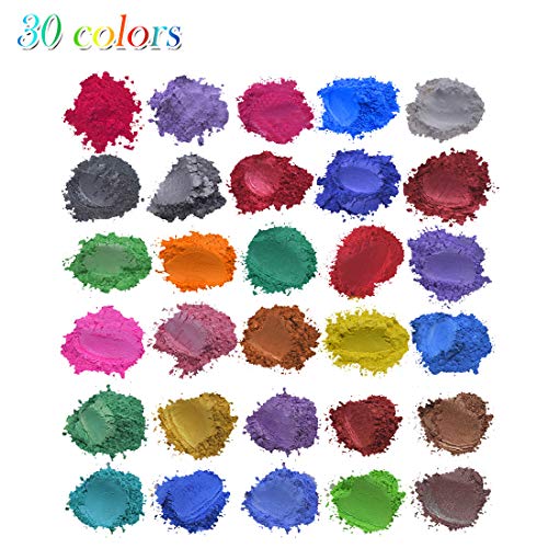 [30 Colors] Cosmetic Grade Mica Mineral Powder,Efaster Soap Making Kit,Soap Making dye,15 Color,Powdered Pigments Set,Hand Soap Making Supplies,Resin Dye,Organic Powder Mica,Bath Bomb Dye Colorant