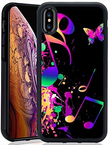 Musical Note iPhone Xs Max Case TPU Black Shockproof Slim Anti-Scratch Protective Kit with Heavy Duty Dual Layer Rugged Case Non-Slip Grip Cover for iPhone Xs Max