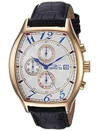 Invicta 14330 Especialidad reloj chapado en oro amarillo 18 K con tres bandas de cuero para hombre