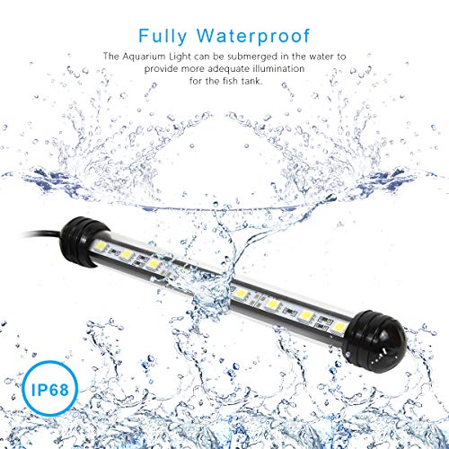 MingDak LED Aquarium Light - Fish Tank Light,Waterproof Submersible Crystal Glass Light for Fish,5050 SMD Optibright led Lights Lighting Color White - 9 LEDs 7.5 Inches...