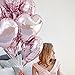 Pink Heart Balloons 12 PACK Rose Gold Valentines Day Mylar Balloon Set Metallic Foil Heart Shaped Decorations