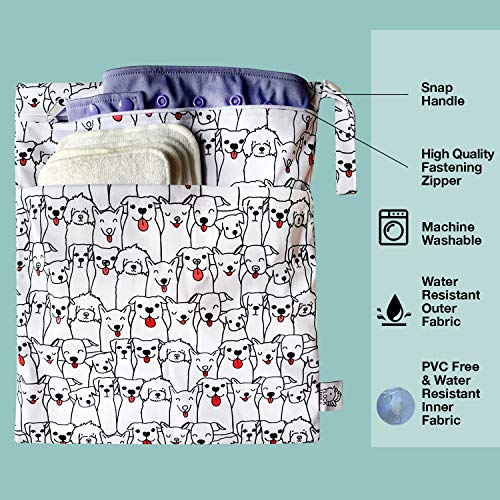 Wet Dry Bag, 4 pcs Waterproof Reusable Baby Cloth Diaper Dry Wet Bags with Zippered Snap Handing, Travel Pool Daycare Soiled Baby Items Yoga Gym Bag for Swimwear Bathing Suit or Wet Clothes,Friend - Thumbnail 2