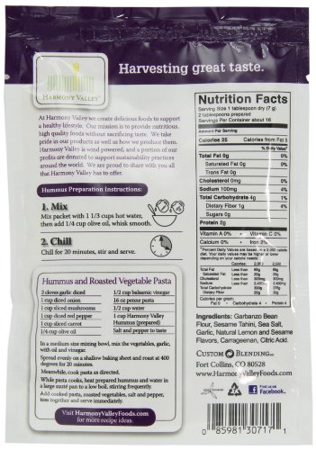 Harmony Valley Classic Hummus Mix, 4.2 Oz (Pack of 6), Just Add Water & Oil, Shelf Stable