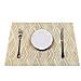 HEBE Placemats Set of 8 Heat Resistant Placemats for Dining Table Crossweave Woven Vinyl Washable Kitchen Table Mats Placemat Easy Clean(Gold)