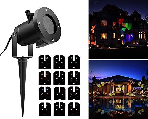 Tradinno Christmas LED Projector Light Waterproof 12 Patterns Slides Holiday Party Lights for Birthday Halloween Garden Decoration