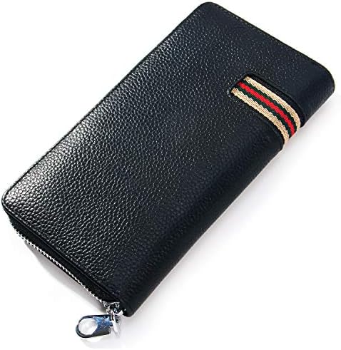 Long Wallets for Men Genuine Leather Zip Around Wallet and Phone Clutch for Checkbook, Credit Cards - QLYNUDO