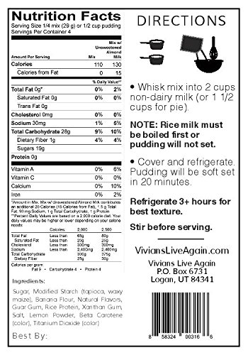 Vegan Instant Pudding by Vivian's Live Again Dairy Free, Soy Free, Gluten Free - Thumbnail 2