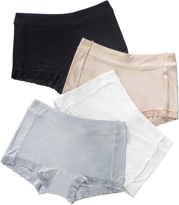 Closecret Womens Comfort Soft Mid Rise Boyshorts Panties with Lace Trim