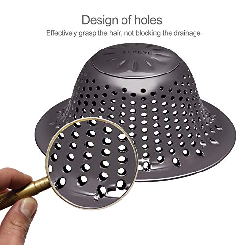 LEKEYE Bathroom Shower Drain Hair Catcher/Stainless Steel Drain Protector/Hair Trap, Strainer, Cover, Filter, Bath Accessories/Tall Dome Shape/Good Grip/for Pop-up & Regular Flat Drains-Black