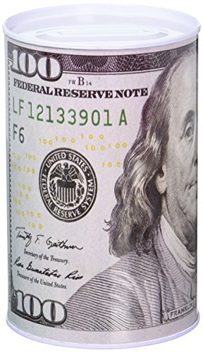 Chadamyi 100 Dollar Bill Tin Money Bank Note Metal Money Box 100$ Bill Dollar Moneybox, 5 7/8' Tall X 4' Metal Money Coin Bank, $100, Benjamin Franklin Coin Bank