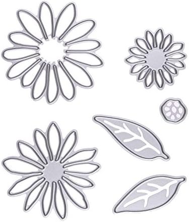 Vipeco 6Pcs Chrysanthemum Leaf Metal Cutting Dies Stencil for Scrapbooking Embossing Album DIY Paper Card Craft