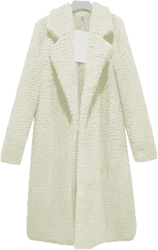 Women White Fuzzy Jacket Cozy Warm Winter Oversized Outwear Jackets Fuzzy Cardigan Coat 2018 Outfits MW XXL