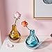 CASAMOTION Glass Vases for Flowers Blown Art Glass Mini Bud Decor Blue 5.3 inch Height