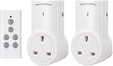 HBN Remote Control Plug Socket 13A 3120W Wireless Light Switch 30M Range 2 Pack