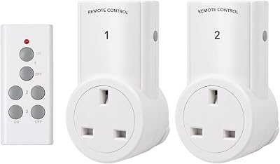 HBN Remote Control Plug Socket 13A 3120W Wireless Light Switch 30M Range 2 Pack