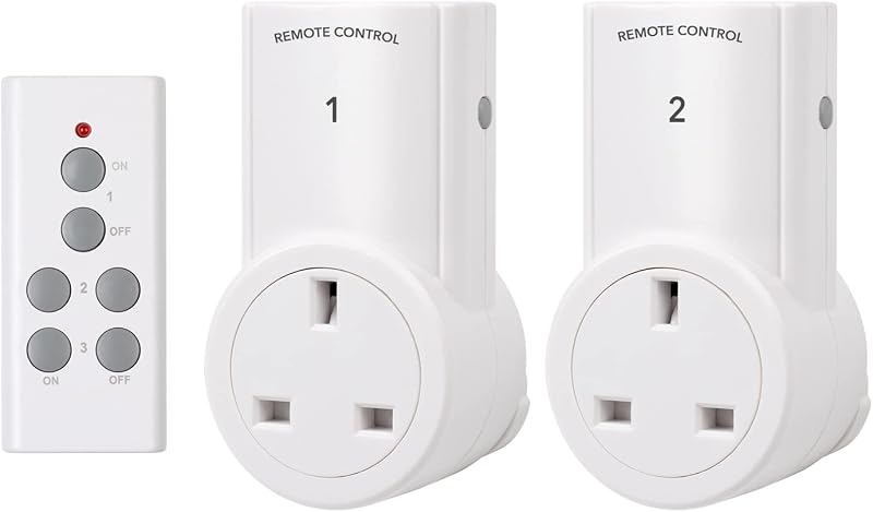 HBN Remote Control Plug Socket 13A 3120W Wireless Light Switch 30M Range 2 Pack