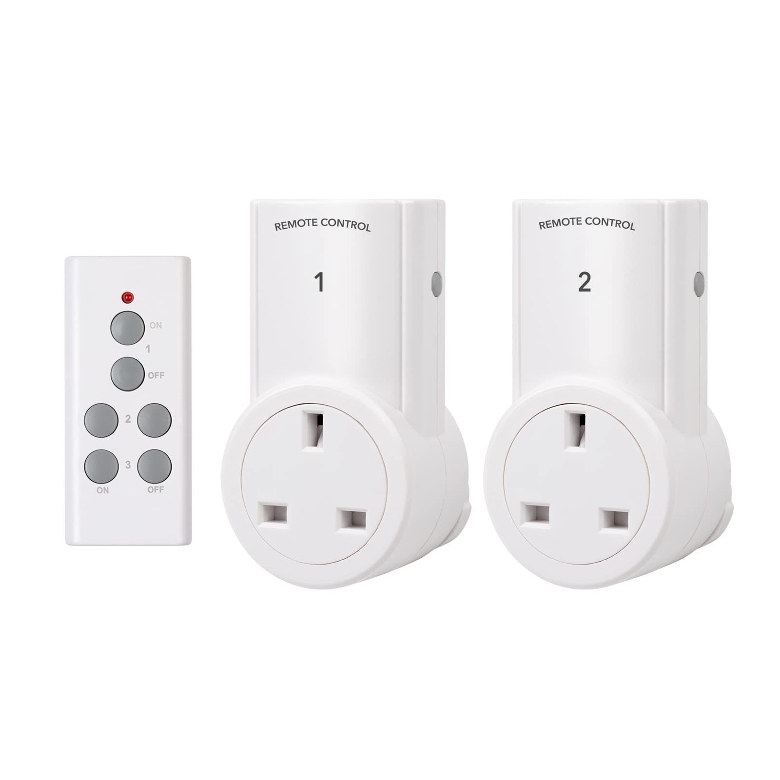 HBN Remote Control Plug Socket, 13A/3120W Wireless Light Switch 30M/100ft Operating Range for Household Appliances, 2 Pack Sockets and 1 Remote