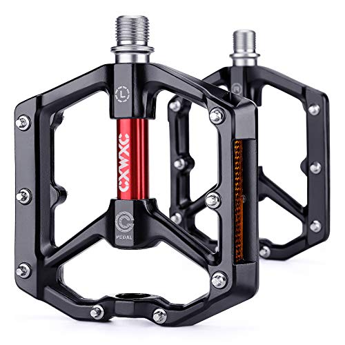 CXWXC Fahrradpedale Mit Reflektoren - MTB Aluminiumlegierung Pedale Set, 9/16 Cube Pedale für Mountainbike, Rennrad (Rot)