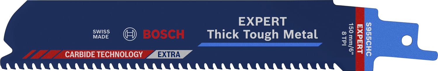 Bosch Professional 1x Expert ‘Thick Tough Metal’ S 955 CHC Reciprocating Saw Blade (for Tough steel, Cast iron, Length 150 mm, Accessories Reciprocating Saw)