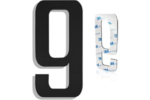 HVATRY Modern House Numbers for Outside - Self-Adhesive, Large 6 Inch, Metal House Address Numbers - Ideal For Mailbox, Door, And Outdoor Address - House Number 9