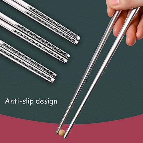 Metal Chopsticks Reusable Dishwasher Safe 18/8 Stainless Steel