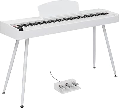 Bonnlo Glarry 88 Weighted Keyboard Piano with Stand Headphones 3-Pedal USB MIDI