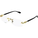 Gucci GG1221O 001 Gold Rectangular Men's Eyeglasses