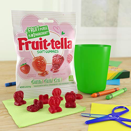 Fruittella Soft Gummy Candy, Strawberry and Raspberry Fruit Flavors, 3