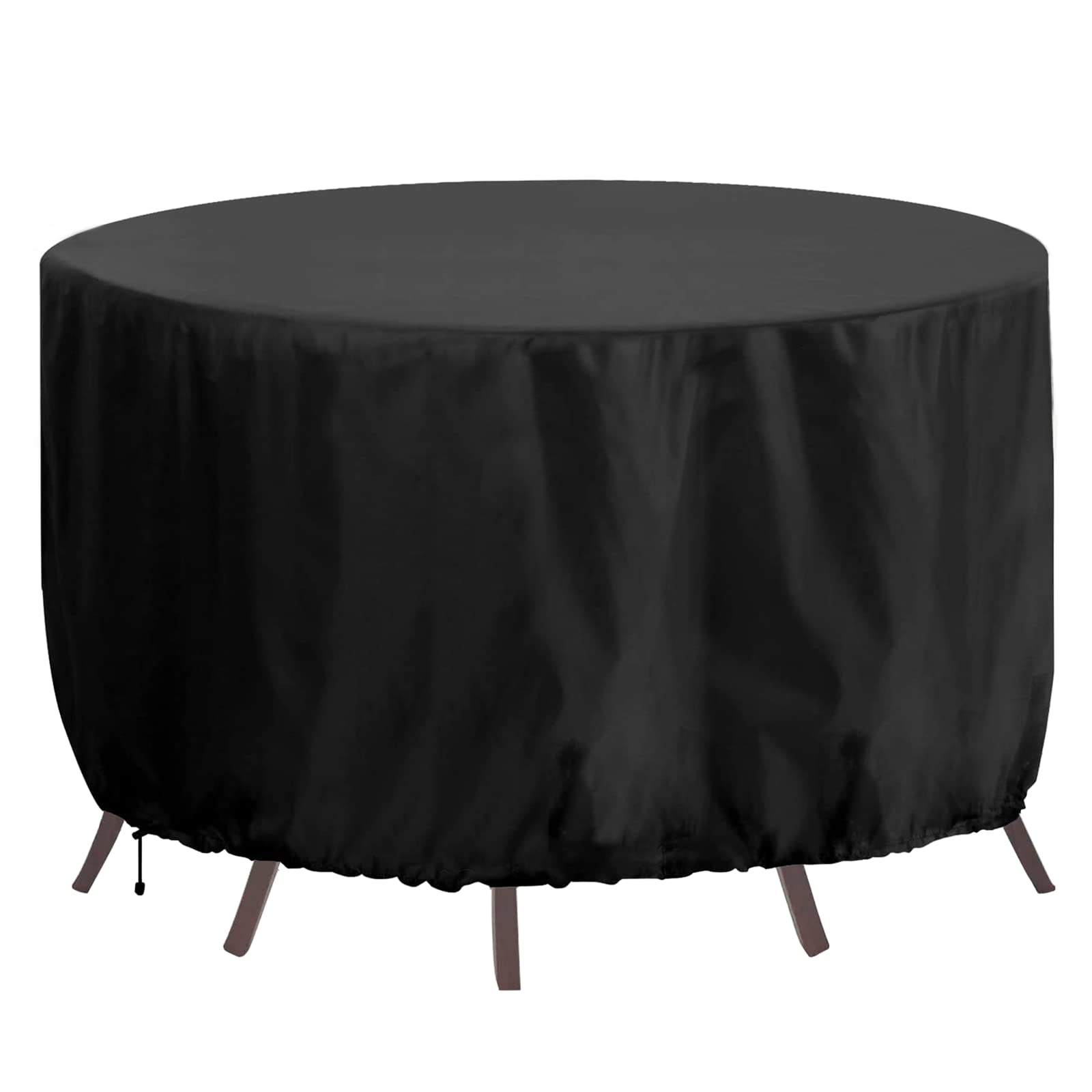 RICHIE Round Garden Furniture Covers Waterproof, Heavy Duty 420D Oxford, Waterproof & Windproof, Patio Table 163x71cm Black