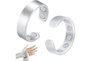 Cigmag 2PCS Copper Rings for Women Men, with Powerful 9X Magnets, Adjustable Solid Pure Copper (Silver Matte)