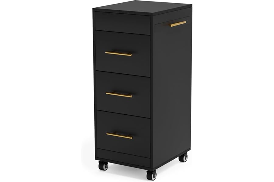 Salon Trolley Cart with Wheels, 3-Drawer Rolling Hair Styling Station, Mobile Beauty Trolley with Hot Tools Holder, Storage for Salon, Barbershop, Spa & Tattoo, Black