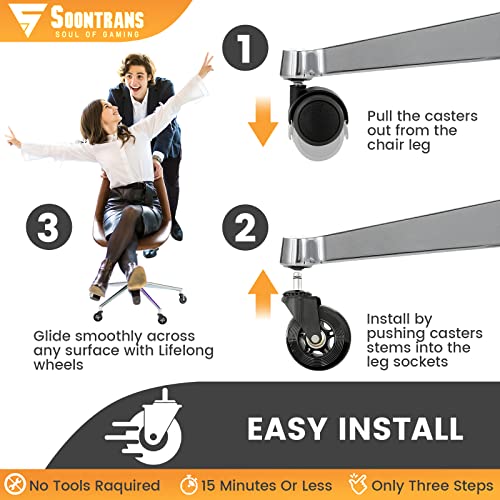 Office Chair Wheels,Set of 5,Soontrans,Rollerblade Wheels Replacement