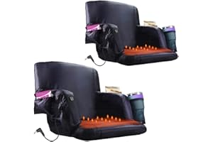 Blufree Heated Stadium Bleacher Seat DC 7.4V Port, Foldable Heated Chair,6 Reclinng Positions Back Support Thick Cushion Stadium Chairs for Outdoor Sporting Events & Games. (Not Include Power Bank)