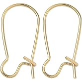 BENECREAT 5 Pairs 14K Gold Filled Kidney Earring Hooks Kidney Ear Wires Findings for DIY Jewelry Making - 19x9mm