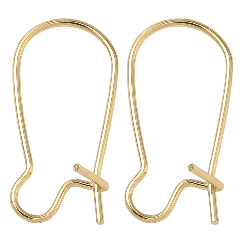 BENECREAT 10 PCS 14K Yellow Gold Filled Earring Hooks Kidney Ear Wires Dangle Earring Findings for DIY Jewelry Making - 19x9mm