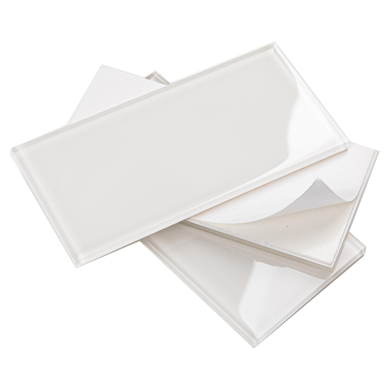 Photo 1 of Adedeo Peel and Stick Glass Subway Tiles, 3 x 6 Inch, White Glass Tiles for Backsplash, Kitchen Backsplash Wall, Pack of 40 Pieces, 5sq.ft