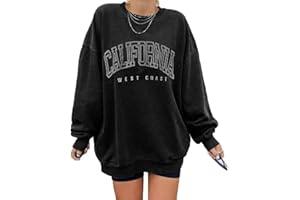 Langwyqu Women's Oversized Sweatshirt Los Angeles California Crewneck Long Sleeve Casual Loose Pullover Tops