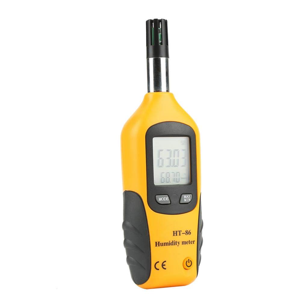 Mootea Humidity Temperature Meter,Digital Yellow Thermometer Hygrometer Wet Bulb/Dew Point Temperature Meter