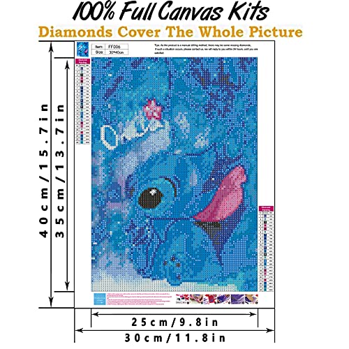 Stitch Diamond Painting,Stitch Diamond Art Round Full Drill , 5D Diamond Art Stitch for Home Wall Decoration 12x16 Inch(Apply to Adults Kids Beginners Enthusiasts)