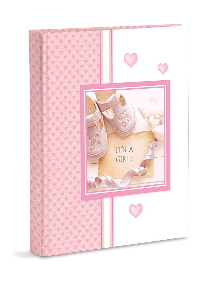 Photo Album, Pink, Baby Girl, with Journal, 23X30 Cm, 56 White Pages and 4 Customizable Diary Pages, Thick and Durable Cardboard Pages Intervaled with Scroll