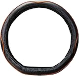 ISTN Microfiber Leather Car Steering Wheel Cover 15 Inch D Shape Black Orange view 4