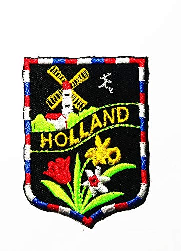 Windmills and Flowers Holland Logo Patch Embroidered Sew Iron On Patches Badge Bags Hat Jeans Shoes T-Shirt Applique