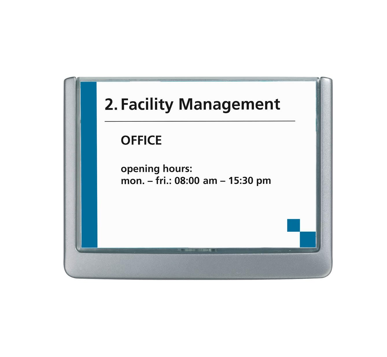 Durable Click Information Sign 149 x 105.5 mm Graphite | Door and Wall Sign | Includes Fittings | Ideal for Offices, Hotels, Public Buildings, etc.