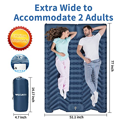 VECUKTY Double Camping Sleeping Pad, Upgraded Foot Press Inflatable
