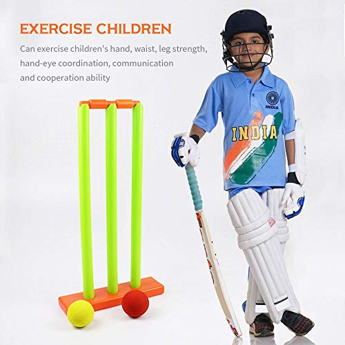 Hamkaw Kids Cricket Set, Cricket Stumps Spring Base,Backyard Cricket