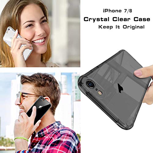 Weuiean Clear Case Compatible with iPhone 7/ iPhone 8, Shockproof Drop Protection Seethrough Case Gaming Style Case Flexible Soft Silicone Bumper Protective Case for iPhone 7/8 4.7 inch - Grey